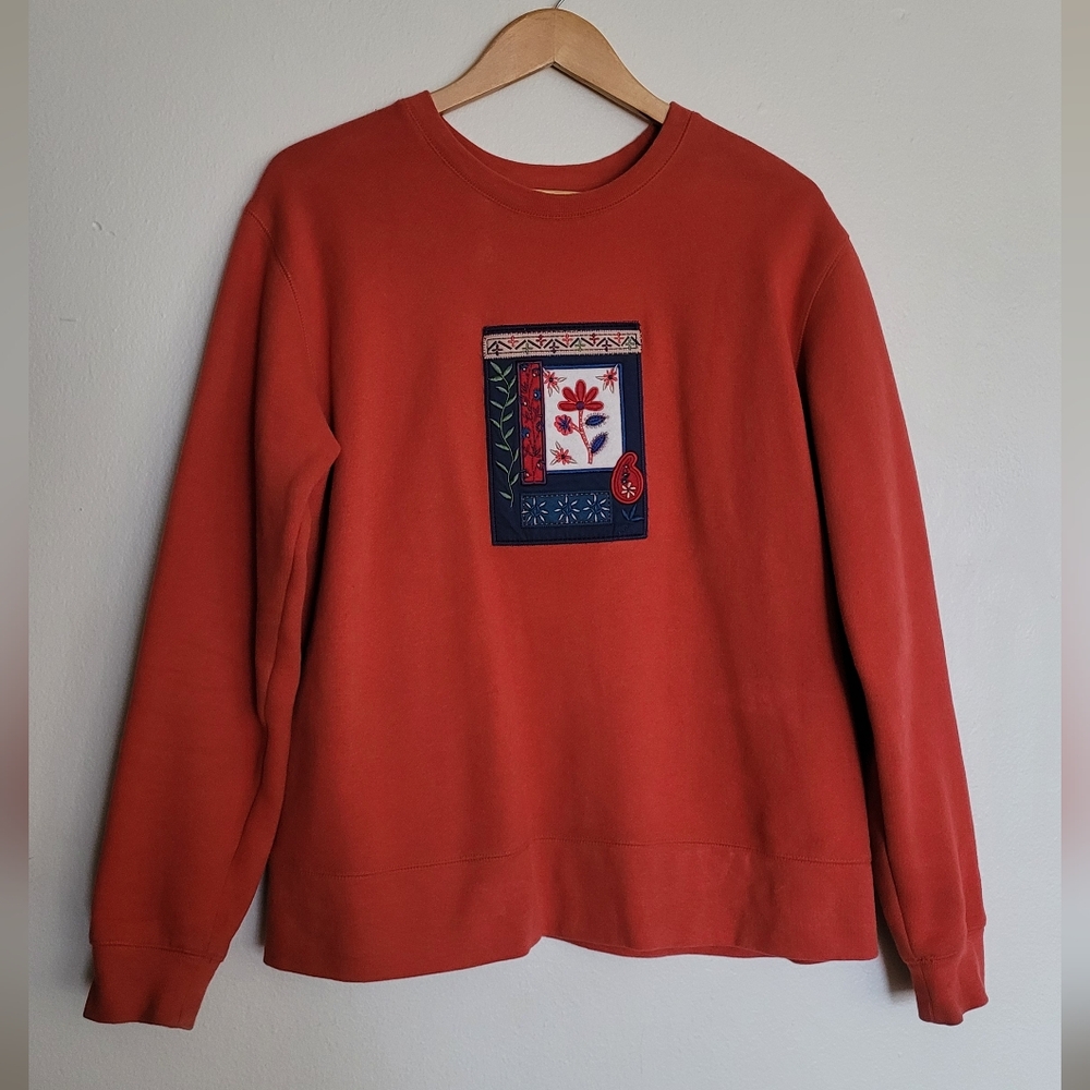 Field Gear Fleecy Cotton Blend Pullover Autumn Sweatshirt, Women's XL, Orange